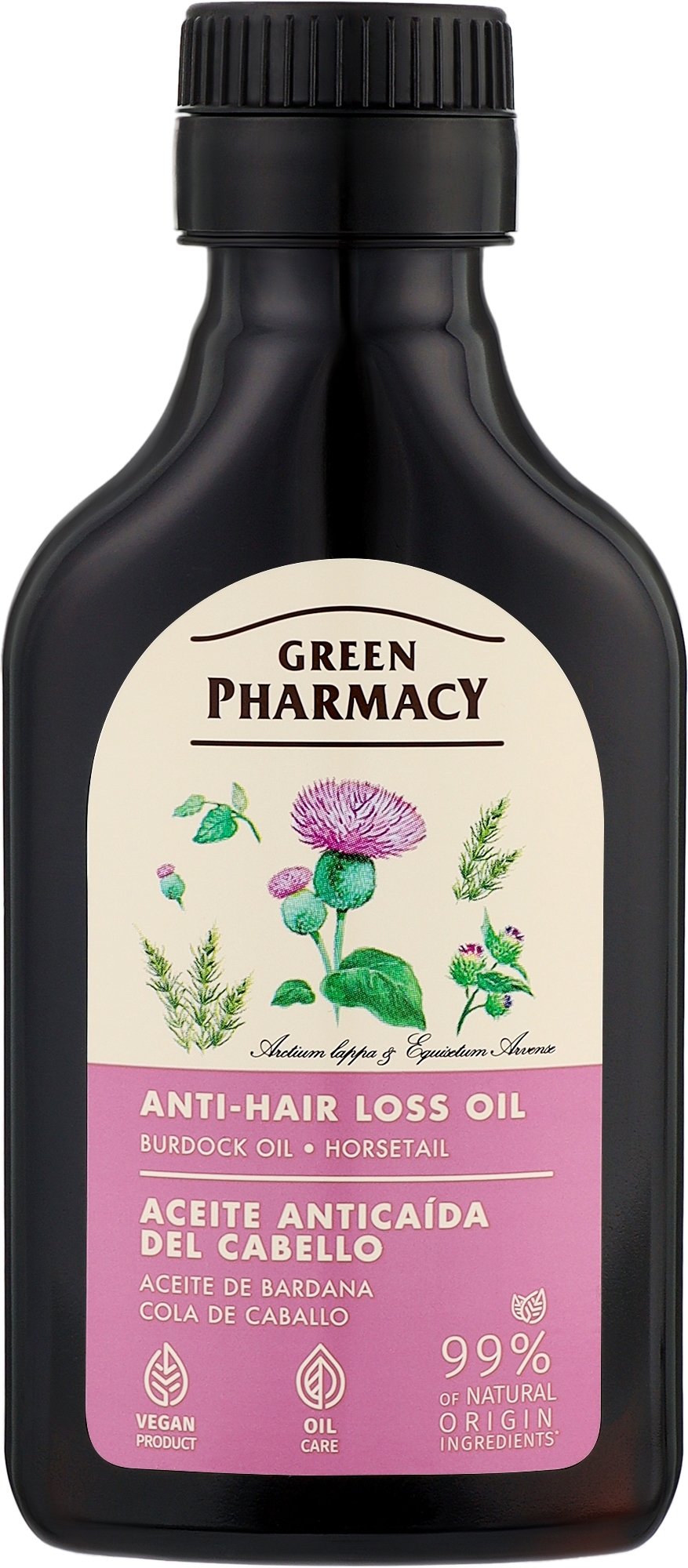 Olejek łopianowy ze skrzypem polnym przeciw wypadaniu włosów - Green Pharmacy Hair Care Burdock Oil With Horsetail — Zdjęcie 100 ml