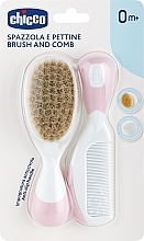 Kup Zestaw dla dzieci: szczoteczka do włosów i grzebyk, różowe - Chicco Brush and Comb for Baby Pink