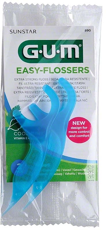 Nić dentystyczna z fluorem, 3 szt. - Sunstar Gum Easy Flossers Cool Mint — Zdjęcie N2