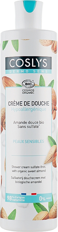 Hipoalergiczny krem pod prysznic z olejem ze słodkich migdałów - Coslys Shower Cream Sulfate-Free With Organic Sweet Almond — Zdjęcie N1