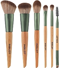 Zestaw pędzli do makijażu, 6 szt., w zielonym etui - Inglot Green Brush Tube MekeUp Set — Zdjęcie N3