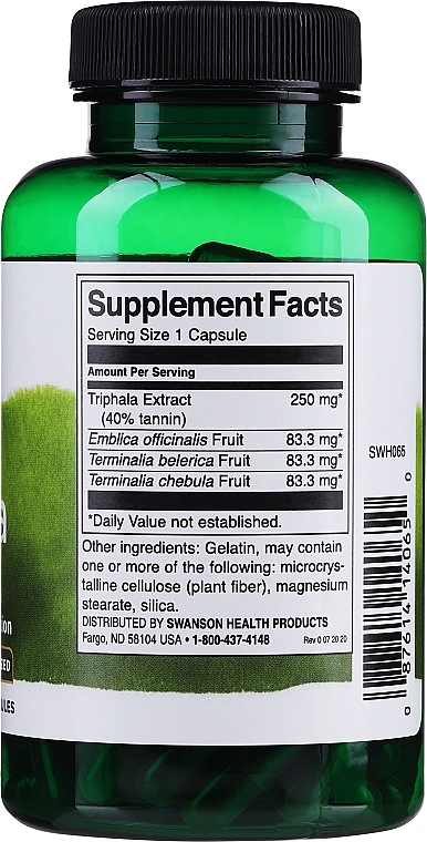 Suplement diety Triphala, 250 mg - Swanson Triphala, 250mg — Zdjęcie N2