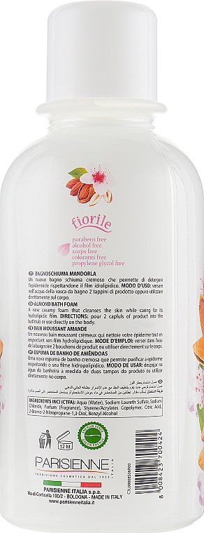 Migdałowy płyn do kąpieli - Parisienne Italia Fiorile Almond Bath Foam — Zdjęcie N2