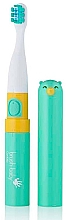 Elektryczna szczoteczka do zębów z naklejkami, zielona - Brush-Baby Go-Kidz Pink Green Toothbrush — Zdjęcie N3