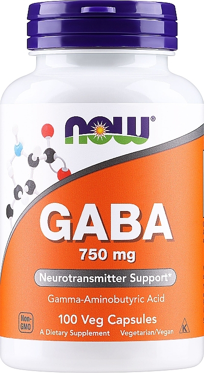 Suplement diety Gaba, 750mg - Now Foods GABA 750 mg  — Zdjęcie N1
