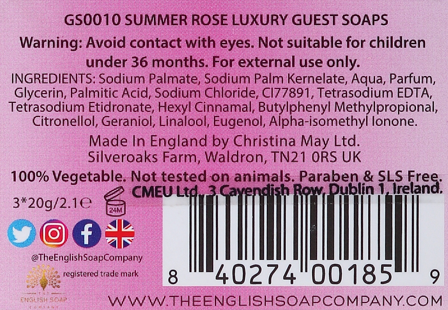 Mydło w kostce Róża - The English Soap Company Summer Rose Guest Soaps — Zdjęcie N2