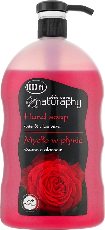 Mydło w płynie do rąk Róża z aloesem - Naturaphy Hand Soap — Zdjęcie N1