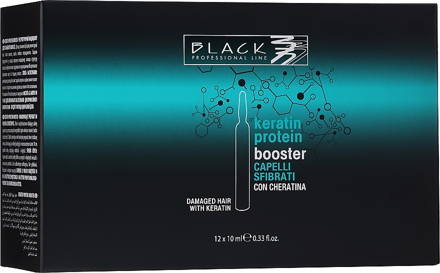 Restrukturyzacyjna kuracja w ampułkach do włosów z keratyną - Black Professional Line Keratin Protein Booster — Zdjęcie N1