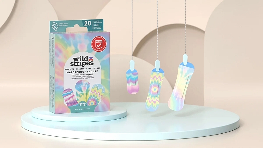 Zestaw plastrów wodoodpornych, 20 szt. - Wild Stripes Plasters Waterproof Secure Rainbow — Zdjęcie N4