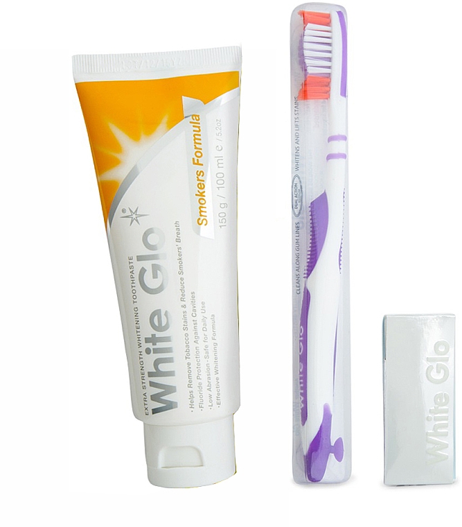 Zestaw: wybielająca pasta do zębów dla palaczy + fioletowa szczoteczka - White Glo Smokers Formula Whitening Toothpaste (toothpaste/100ml + toothbrush) — Zdjęcie N3