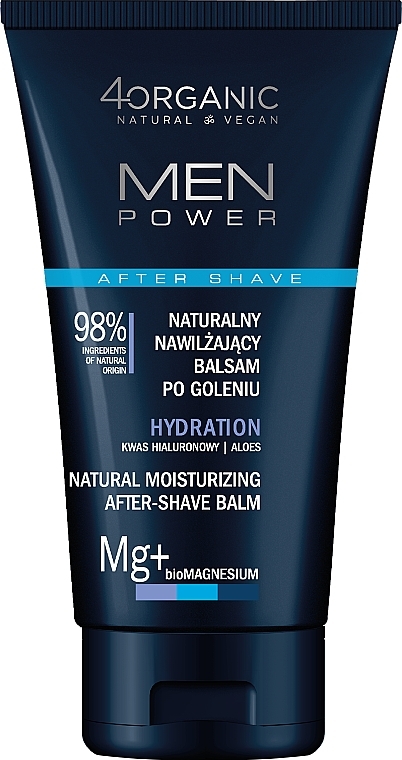 Naturalny nawilżający balsam po goleniu - 4Organic Men Power Natural Moisturizing After-Shave Balm Hydration  — Zdjęcie N1