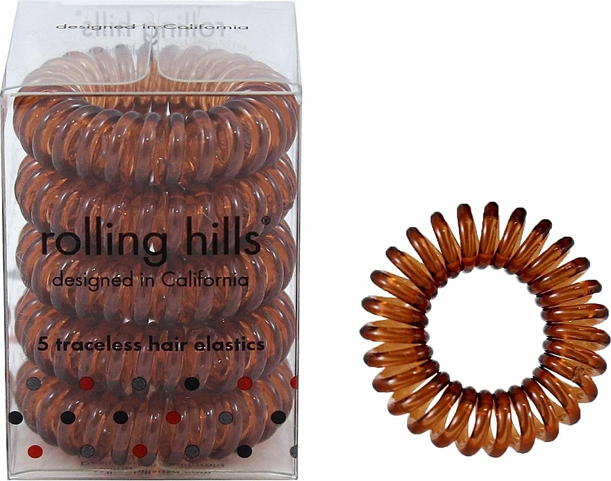 Gumki do włosów, brązowe, 5 szt. - Rolling Hills 5 Traceless Hair Rings Coffee — Zdjęcie N1