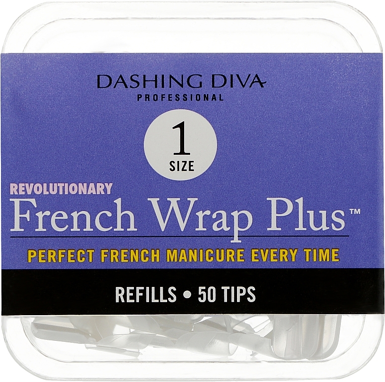 Tipsy - Dashing Diva French Wrap Plus White 50 Tips (Size 1) — Zdjęcie N1