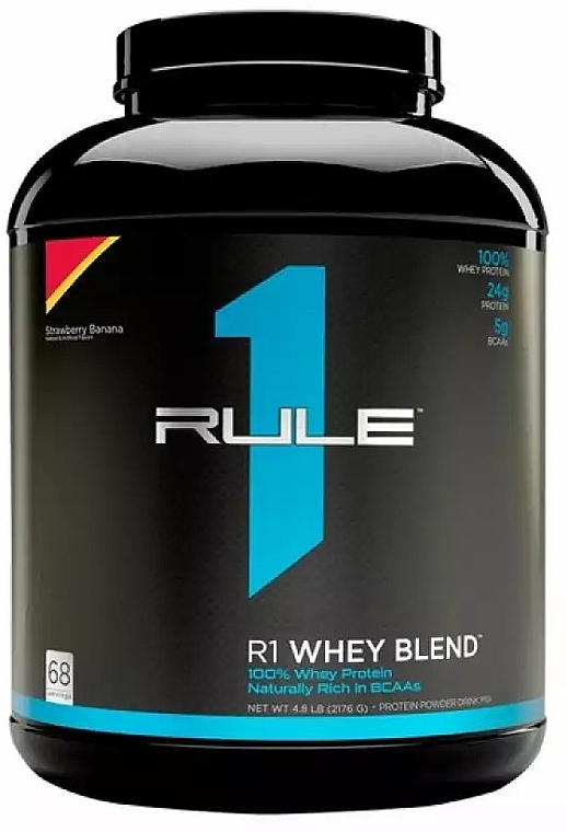 Białko serwatkowe Truskawka z bananem - Rule One R1 Whey Blend Strawberry Banana — Zdjęcie N2