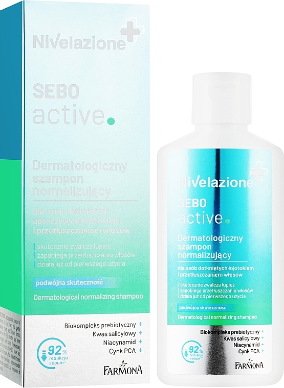 Dermatologiczny szampon normalizujący - Farmona Nivelazione Sebo Active Dermatological Normalizing Shampoo — Zdjęcie N2