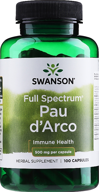 Suplement diety Pau d'Arco, 500 mg, 100 szt. - Swanson Pau d'Arco — Zdjęcie N1