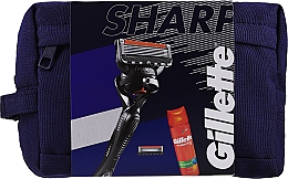 Zestaw - Gillette Sharp (gel/200ml + razor + blade/1pcs + bag + case) — Zdjęcie N1