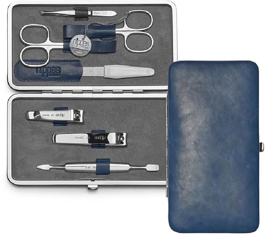 Zestaw do manicure 7 elementów, niebieski - Nippes Solingen Manicure Set Vintage 1033 — Zdjęcie N1