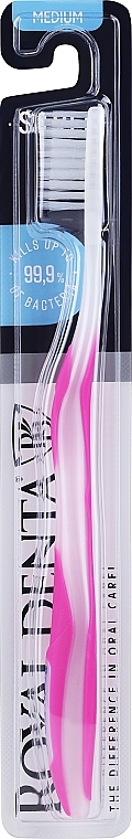 Szczoteczka do zębów, średnia miękkość, z nanocząsteczkami srebra, różowa - Royal Denta Silver Medium Toothbrush — Zdjęcie N1