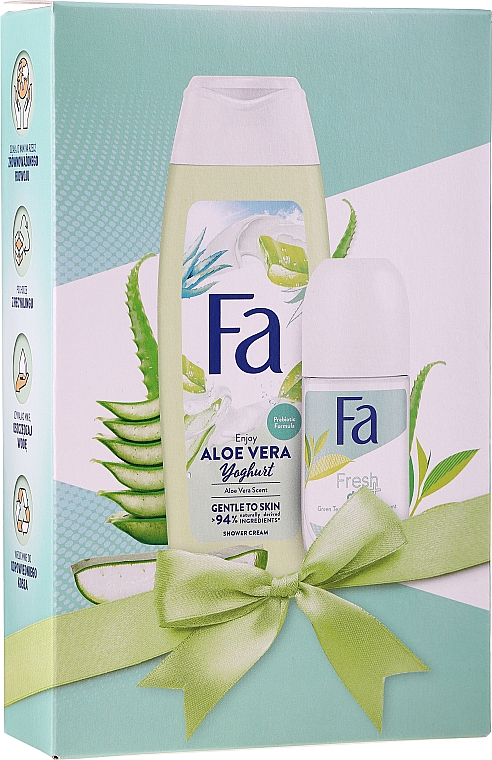 Zestaw - Fa Aloe Vera And Green Tea (deo/50ml + sh/gel/250ml) — Zdjęcie N1