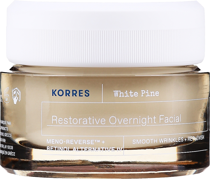Wygładzający krem przeciwzmarszczkowy do twarzy na noc - Korres White Pine Restorative Overnight Facial