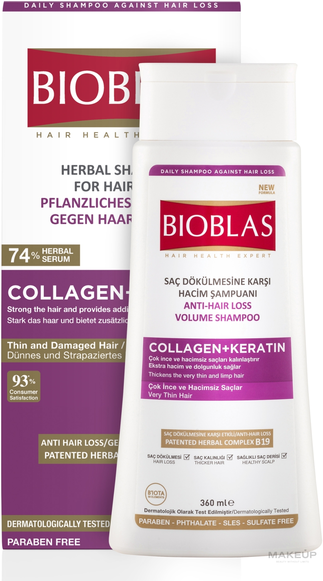 PRZECENA! Szampon z kolagenem i keratyną do włosów cienkich i zniszczonych - Bioblas Collagen And Keratin Shampoo * — Zdjęcie 360 ml