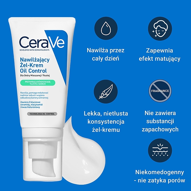 Matujący nawilżający krem-żel do skóry mieszanej i tłustej - CeraVe Oil Control Moisturising Gel-Cream — Zdjęcie N7