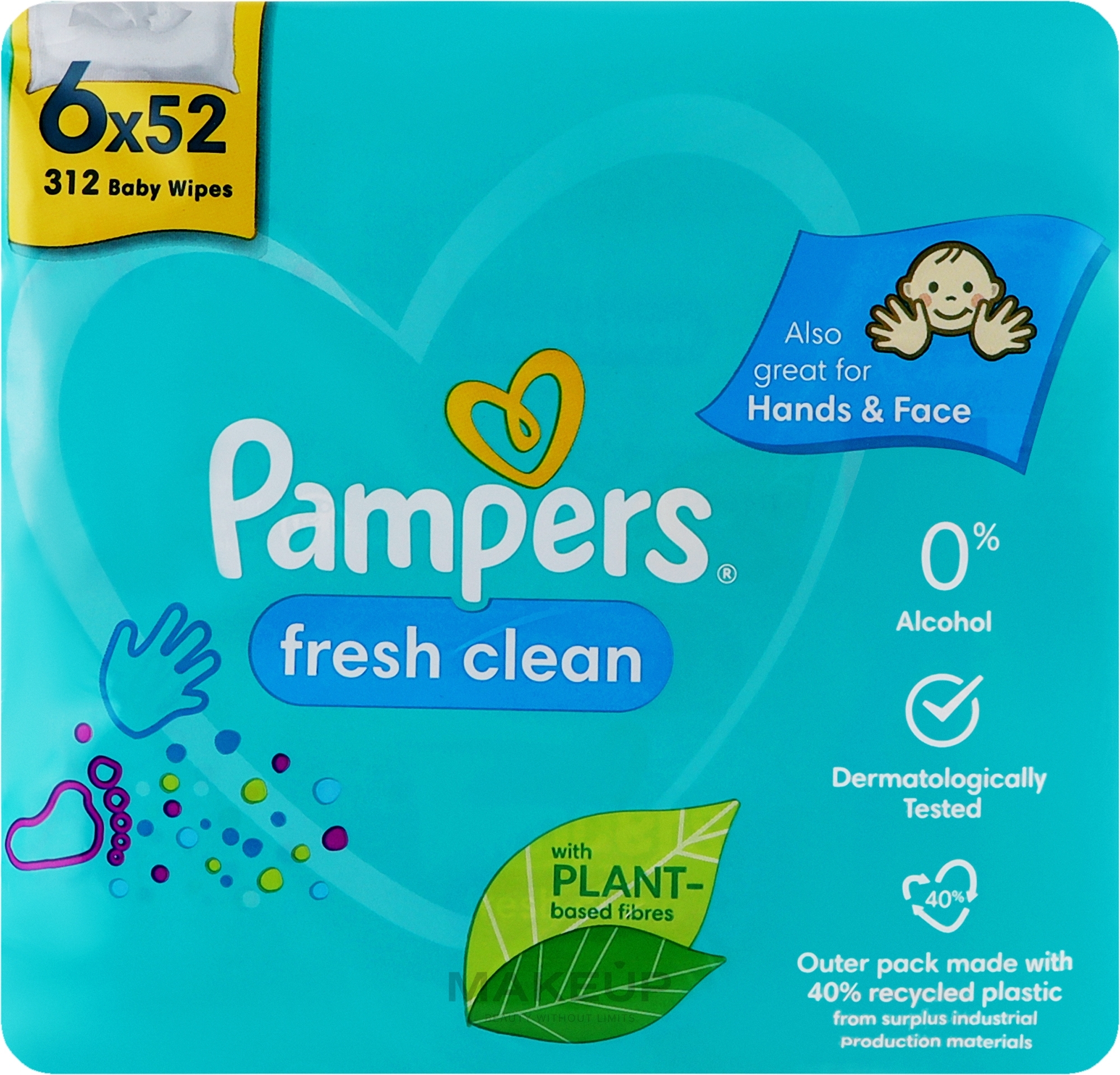 Nawilżane chusteczki dla dzieci Fresh Clean, 6x52 szt. - Pampers — Zdjęcie 6 x 52 szt.