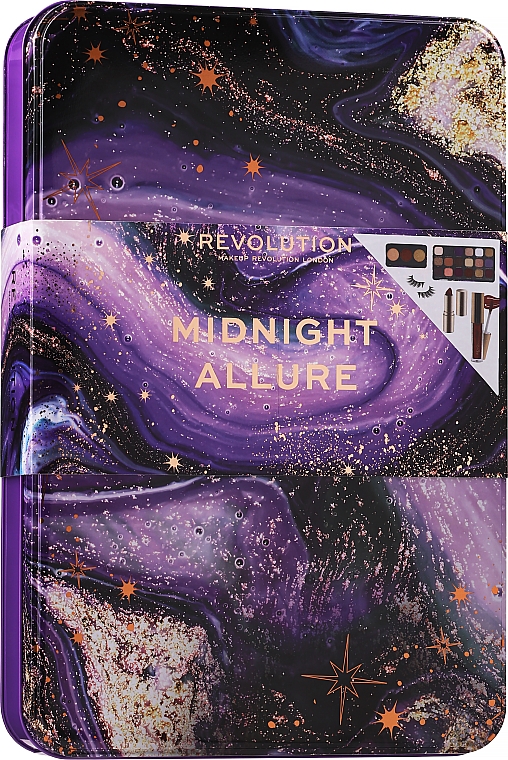 Zestaw do makijażu - Makeup Revolution Midnight Allure Gift Set (palette/19.8g + palette/6.6g + lipstick/3.6g + l/gloss/2ml + lash) — Zdjęcie N1