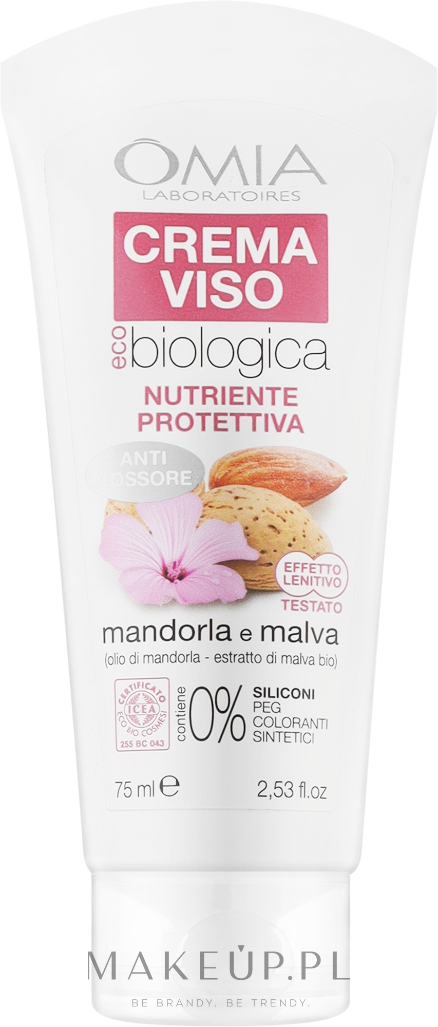 Krem do twarzy z migdałami i malwą - Omia Labaratori Ecobio Almond And Mallow Face Cream — Zdjęcie 75 ml