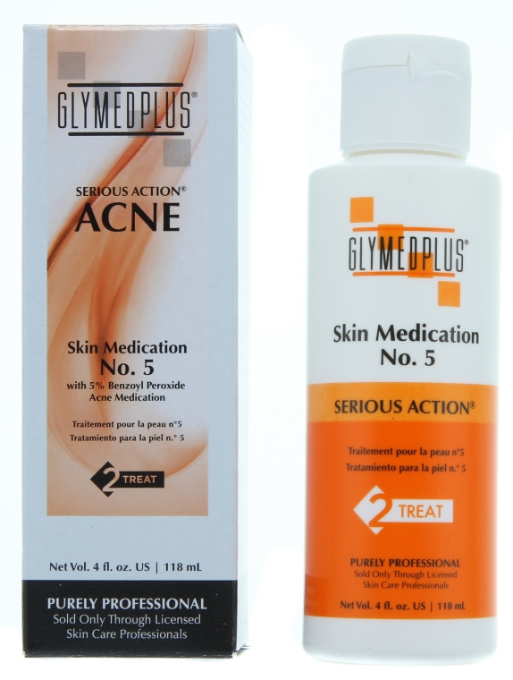 Leczenie trądziku No5 z 5% nadtlenku benzoilu - GlyMed Plus Serious Action Skin Medication No. 5 