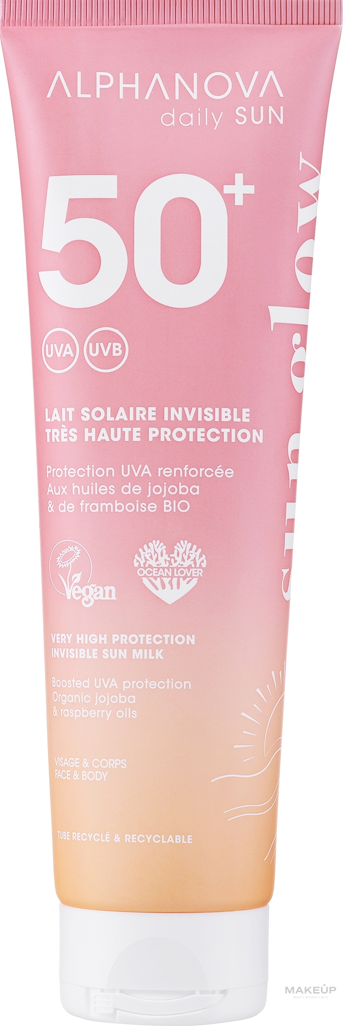 Mleczko z filtrem przeciwsłonecznym do twarzy i ciała - Alphanova Invisible Sun Milk SPF50+ — Zdjęcie 150 ml