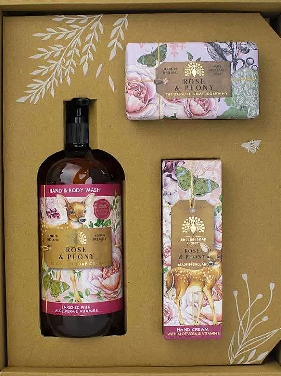 Zestaw - The English Soap Company Anniversary Collection Rose & Peony Hand And Body Gift Box (soap/190g + h/cr/75ml + h/wash/500ml) — Zdjęcie N2