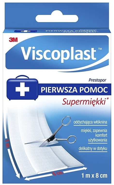 Super miękki plaster medyczny, 1 metr x 8 cm - Viscoplast Prestopor Supersoft — Zdjęcie N1