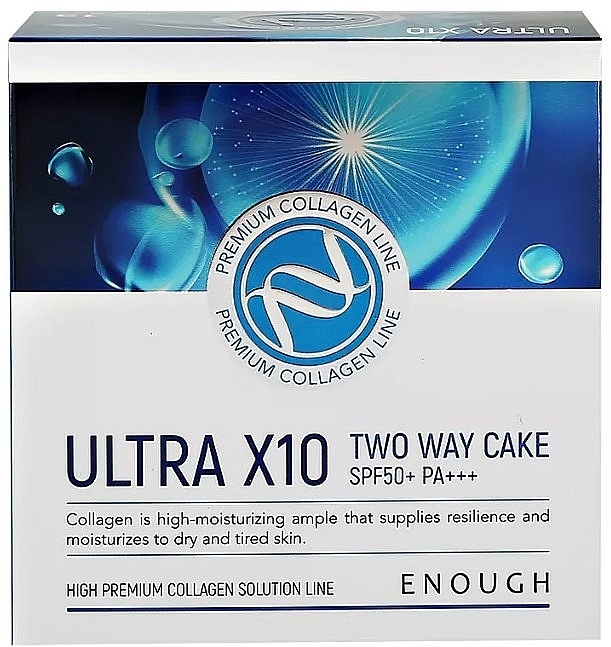 Kolagenowy puder do twarzy z wymiennym wkładem - Enough Premium Ultra X10 Two Way Cake SPF50+ PA+++ — Zdjęcie N4