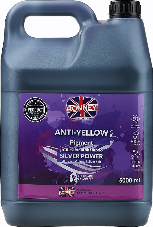 Srebrny szampon przeciw żółtym tonom - Ronney Professional Anti-Yellow Pigment Silver Power Shampoo — Zdjęcie N3