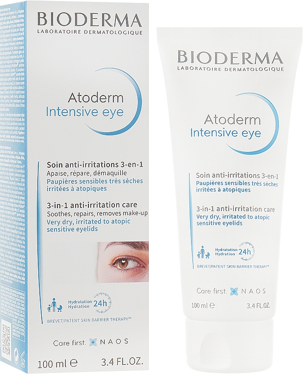 Środek do codziennej pielęgnacji podrażnionej skóry powiek 3 w 1 - Bioderma Atoderm Intensive Eye 3in1 Anti-Irritation Care