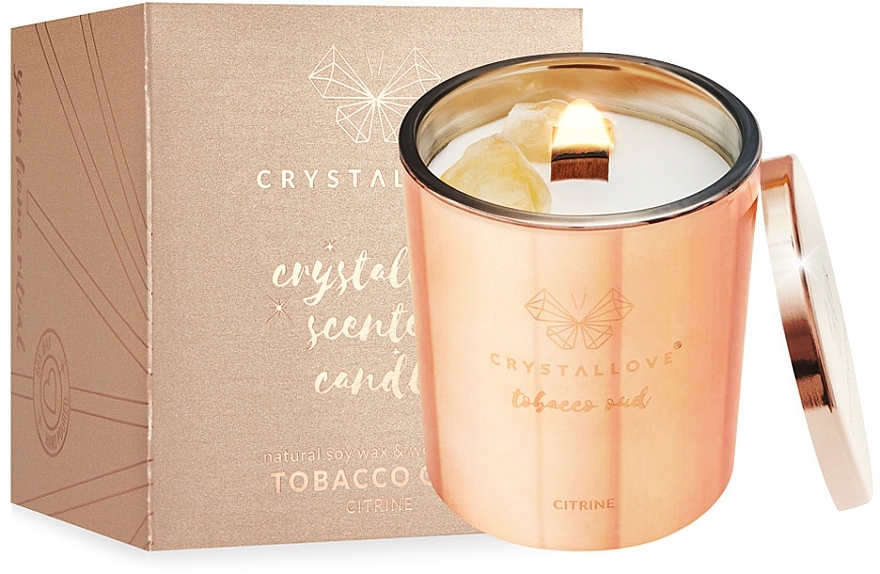 Świeca sojowa z cytrynem i tobacco oud - Crystallove Soy Candle with Citrine Tobacco Oud — Zdjęcie N1