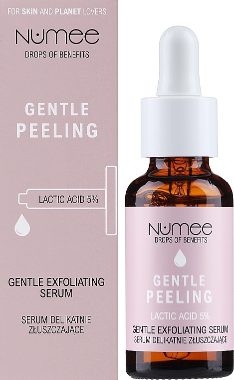 Delikatnie złuszczające serum do twarzy - Numee Drops Of Benefits Entle Peeling Lactic Acid Gentle Exfoliating Serum — Zdjęcie N2