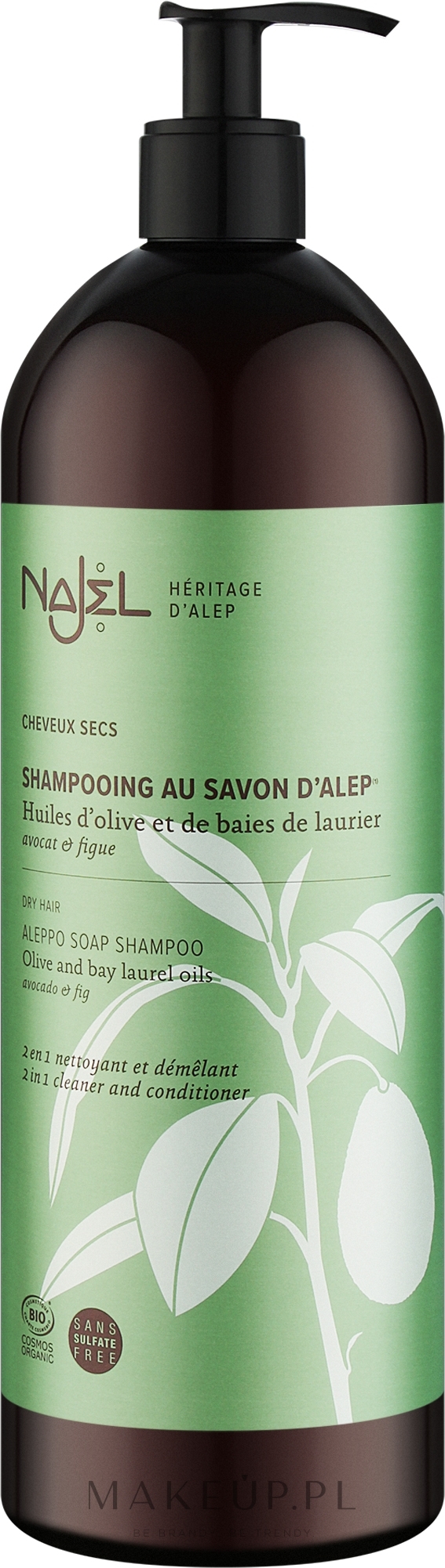 Szampon z odżywką 2 w 1 z mydłem aleppo do włosów suchych - Najel Aleppo Soap Shampoo 2 In 1 Cleaner And Conditioner Dry Hair — Zdjęcie 500 ml