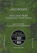 Odżywczy krem ​​do twarzy na noc - Antipodes Avocado Pear Nourishing Night Cream (próbka) — Zdjęcie N1