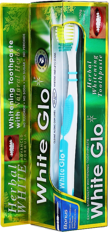 Zestaw do zębów - White Glo Herbal White (t/paste/100ml + t/brush/1pc) — Zdjęcie N1