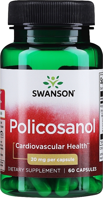 Suplement diety Polikosanol 20 mg, 60 szt. - Swanson Policosanol — Zdjęcie N1
