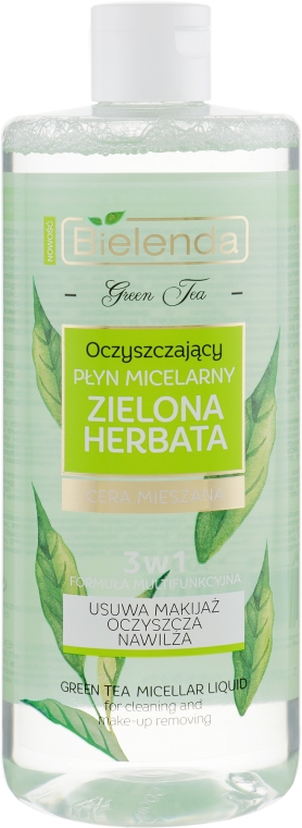 Oczyszczający płyn micelarny 3 w 1 do cery mieszanej Zielona herbata - Bielenda Green Tea