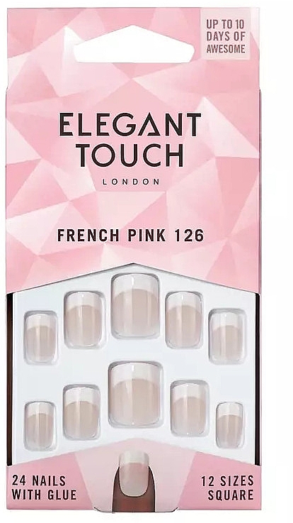 Sztuczne paznokcie - Elegant Touch Natural French Pink 126 Short False Nails — Zdjęcie N1