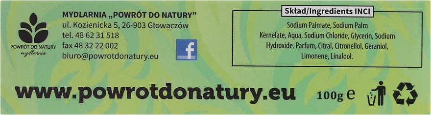 Naturalne mydło z olejkiem z trawy cytrynowej i olejkiem lawendowym - Powrót do Natury — Zdjęcie N3