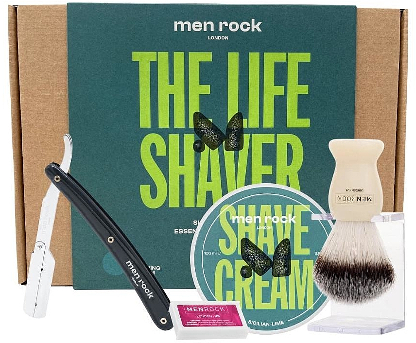 Zestaw, 5 produktów - Men Rock Ultimate Cut Throat Razor Shaving Gift Set Sicilian Lime — Zdjęcie N1