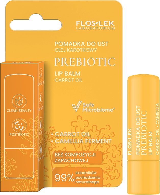 Balsam do ust z olejkiem marchewkowym - Floslek Prebiotic Lip Balm Carrot Oil  — Zdjęcie N1