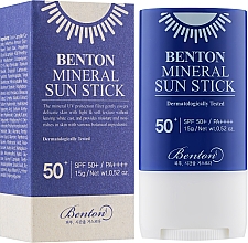 Sztyft do twarzy z filtrem przeciwsłonecznym na bazie mineralnej - Benton Mineral Sun Stick SPF50+/PA++++ — Zdjęcie N2