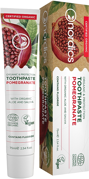 Pasta do zębów z granatem, aloesem i szałwią - Nordics Toothpaste Pomegranate — Zdjęcie N1